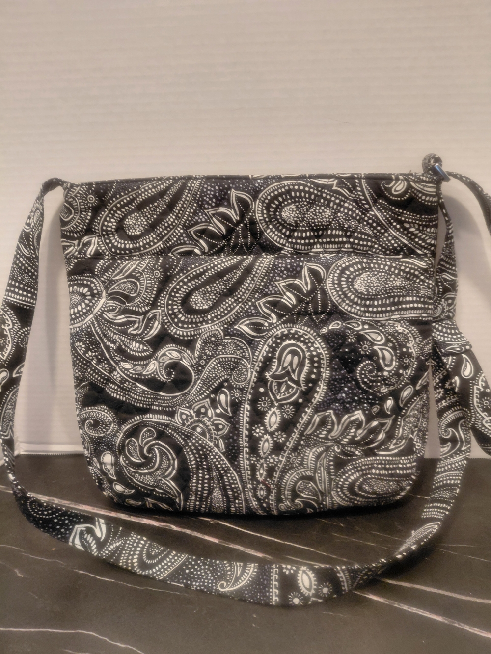 Vera Bradley Black & White Paisley Quilted Crossbody